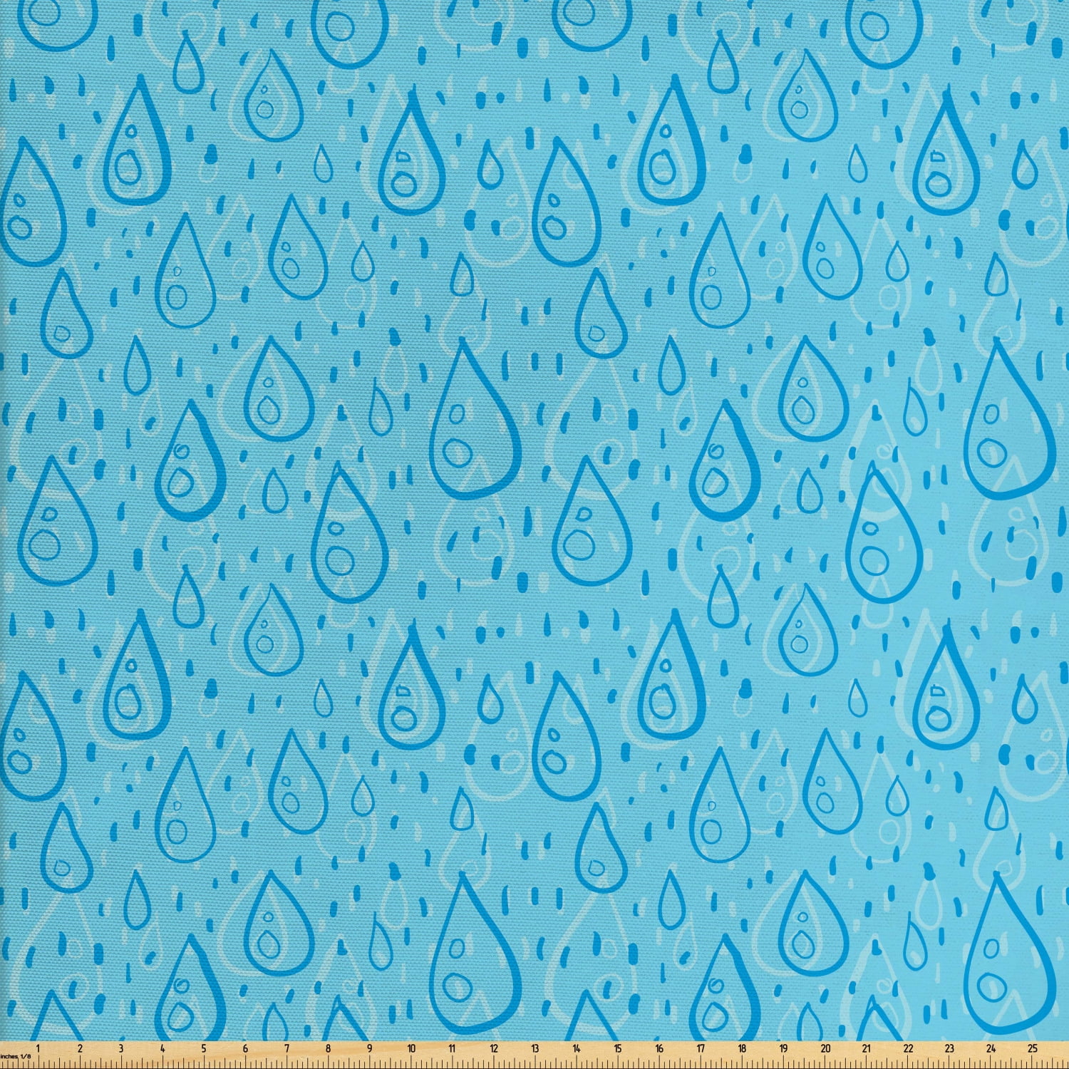 Rain Fabric by The Yard, Calming Aquatic Colors Brush Stroked Linear