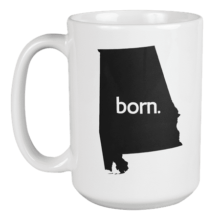 

Alabama Born & AL USA State Map Outline US Citizen Coffee & Tea Mug Cup (15oz)