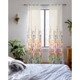 thumbnail image 3 of Pink Flowers Sheer Curtains 84 Inch Length 2 Panels Set for Living Room/Bedroom, Spring Floral Daisy Vintage Pastoral Botanical Kitchen Curtains Grommet Curtains Window Treatments 52"x84"x2, 3 of 7
