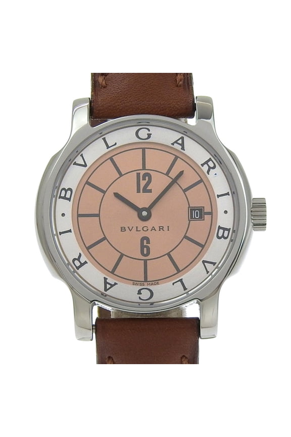 Pre-Owned Bulgari BVLGARI Solo Tempo Watch ST29SL Stainless Steel x Leather Quartz Analog...