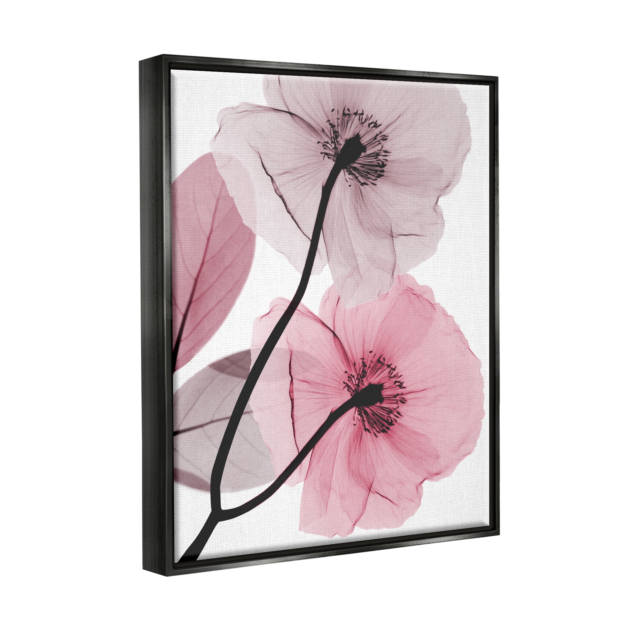 Stupell Industries Contemporary Pink Poppies Botanical & Floral Painting Black Floater Framed Art Print Wall Art, 17 x 21