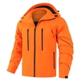 thumbnail image 6 of Sevevn Men Rain Jacket Hooded Regular Fit Waterproof Mesh Lined Fabric Dual Chest Zip Pockets Side Zip Pockets Neon Zipper Trim Cuffs For Hiking Wear, 6 of 7