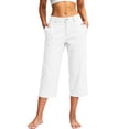 thumbnail image 2 of Xdegoge Women's Denim Capris High Waisted Wide Leg Jeans Casual Cropped Denim Pants Elastic Waist Relaxed Fit Summer Comfy Trouser Long Denim Shorts with Pockets, 2 of 6
