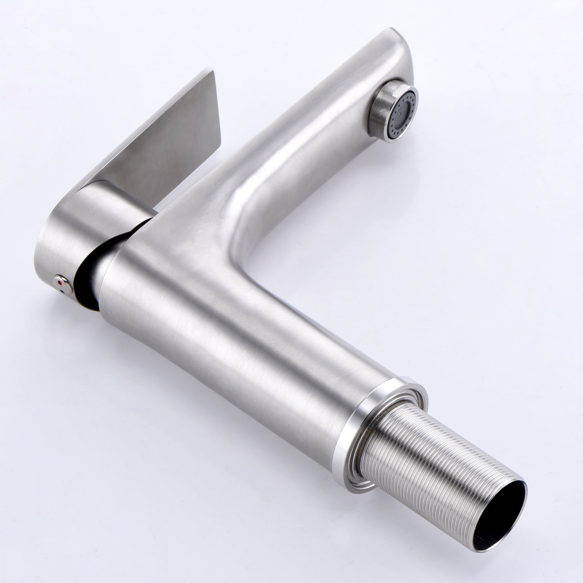 sumerain Bathroom Sink Faucet Single Hole,Brushed Nickel Lavatory Faucet Stainless Steel Single Handle Basin Tap Faucet with Water Supply Lines