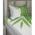 thumbnail image 2 of Ambesonne Forest Fitted & Top Sheet Set with Sham, Japanese Tree Leaf Artwork, White and Green, 2 of 4