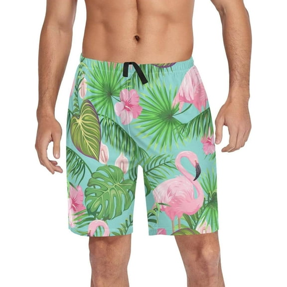 GZHJMY Flamingo Pajama Pants Short for Men, Lounge Pants Lightweight Men Pajama Bottoms with Drawstring Pockets, Christmas New Year Birthday Gifts, XX-Large
