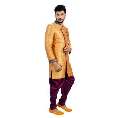 Burnt Orange Indian Wedding Indo Western Sherwani For Men This