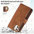 thumbnail image 6 of ELEHOLD Wallet Case for iPhone 11 6.1",Premium Leather Argyle Pattern 9 Card Slots Zipper Pocket Kickstand Crossbody Shoulder Strap Wriststrap Luxury Purse Case for iPhone 11,Brown, 6 of 8