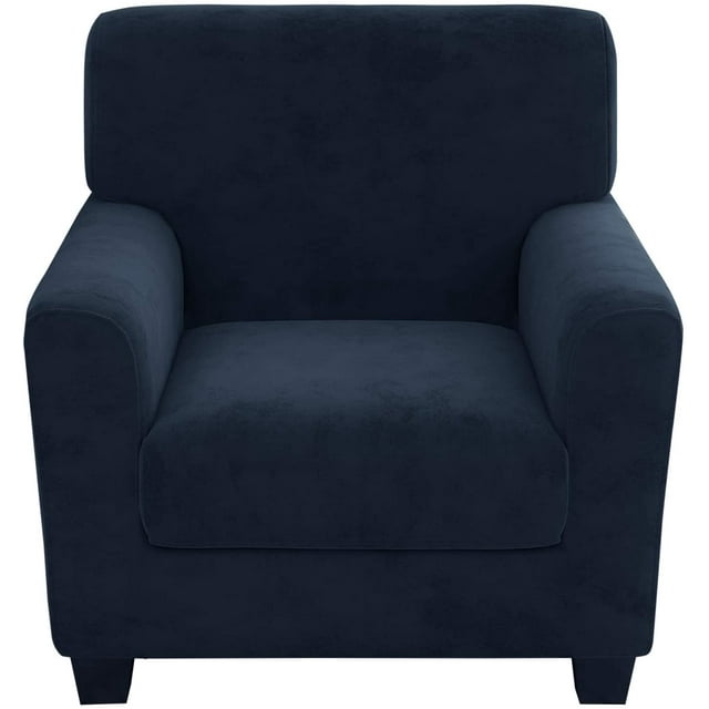 Couch Cover Velvet Plush Sofa Slipcover (Chair, Navy Blue)