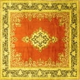 thumbnail image 1 of Ahgly Company Machine Washable Indoor Square Medallion Yellow Traditional Area Rugs, 5' Square, 1 of 4