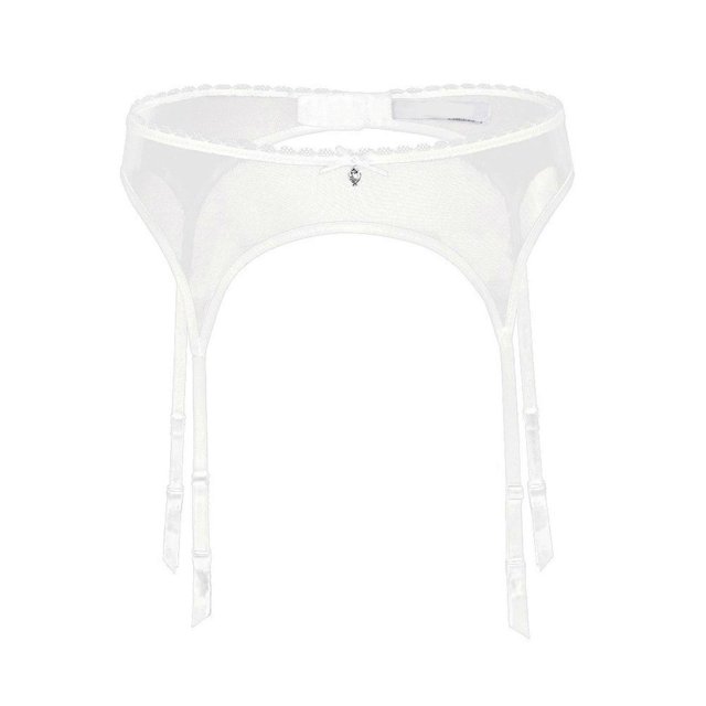 Sheer Mesh Rhinestones Bowknot Garter Belt Sexy High Waist Lace Suspender Belt with 4 Adjusted Clip for Women Stockings XXL color