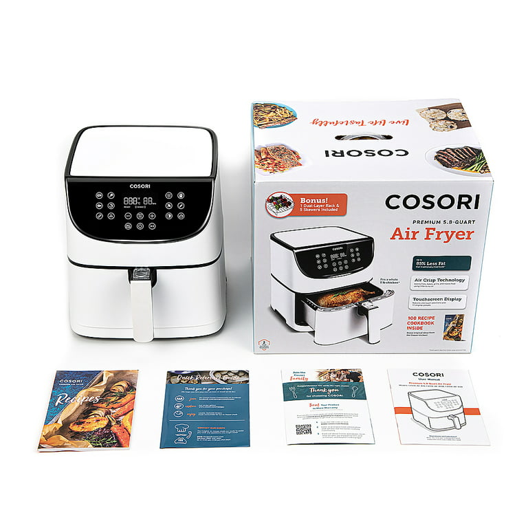 1582 - NEW 5.8 quart Cosori Air Fryer in WHITE/ unboxing 