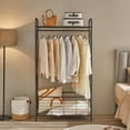 Rolling Garment Rack, Freestanding Garment Rack With Metal Basket Open