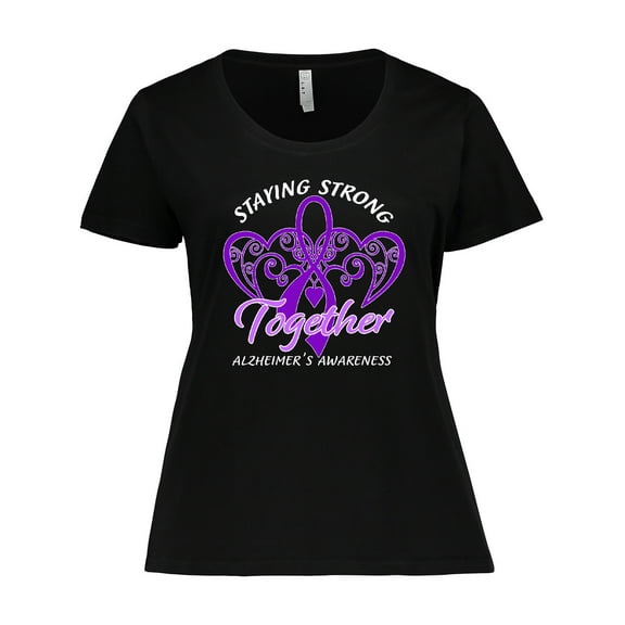 Inktastic Staying Strong Together Alzheimer's Awareness Purple Ribbon Women's Plus Size T-Shirt