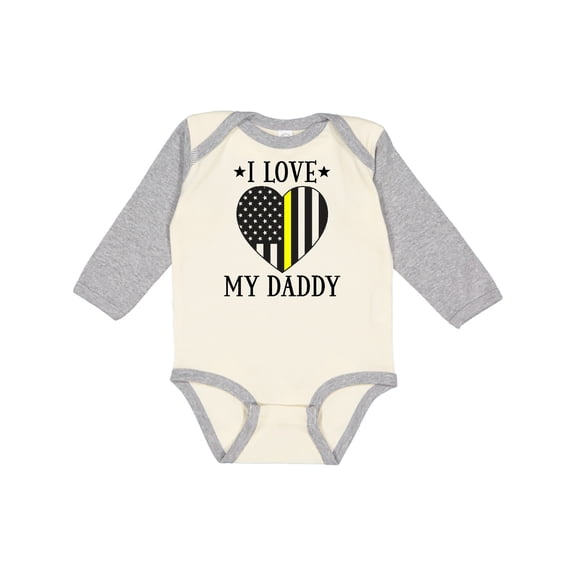 Inktastic Dispatcher Daddy Gold Line Emergency Boys or Girls Long Sleeve Baby Bodysuit
