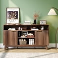 thumbnail image 2 of 58-Inch Solid Wood Boho Fluted TV Stand for 70 Inch TVs, Mid-Century Modern Media Console with Storage, Walnut, 2 of 6