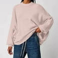 thumbnail image 2 of Womens Oversized Sweaters Casual Lantern Long Sleeve Crew Neck Knit Loose Fall 2025 Trendy Pullover Tops (XL, Pink), 2 of 7