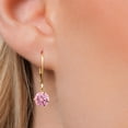 thumbnail image 3 of Gem Stone King 14K Yellow Gold Pink Zirconia Earrings for Women | 2.56 Cttw | Gemstone Birthstone | Round 7MM, 3 of 6