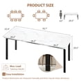 thumbnail image 2 of Modern Minimalist Rectangular Dining Table, 79 Inch Wave Edge Waterproof MDF, Scratch Resistant, Metal Legs, Seats 6 to 8, Easy Assembly, for Kitchen Dining or Study, Black Retro Marble, 2 of 8
