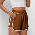 thumbnail image 2 of Bloomae Women Running Shorts Stretch Tummy Control Athletic Shorts Summer High Waisted Tennis Sporty Workout Gym Shorts Brown L, 2 of 8