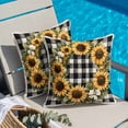 thumbnail image 4 of Spring Sunflower Wreath Throw Pillow Cover Black White Plaid Cotton Linen Cushion Cover Throw Pillow Case with Invisible Zipper for Couch Sofa Bed Chair Car 18x18 Inch, 4 of 9