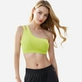 thumbnail image 2 of Active Women's One Shoulder Cut-Out Sports Bra with Asymmetrical Design - Large, Yellow, 2 of 6