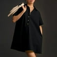 thumbnail image 4 of Nrmvnmi Women's Spring Summer Button Down Shirt Dresses Short Sleee Tunics Oversized Loose Blouse Dress with Pockets Black 2XLMothers Day Gifts, 4 of 8