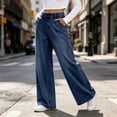 thumbnail image 2 of ClodeEU Women's Elastic Waist Wide Leg Jeans,Casual Loose Denim Pants with Pockets ,Women's S-XXL, 2 of 8