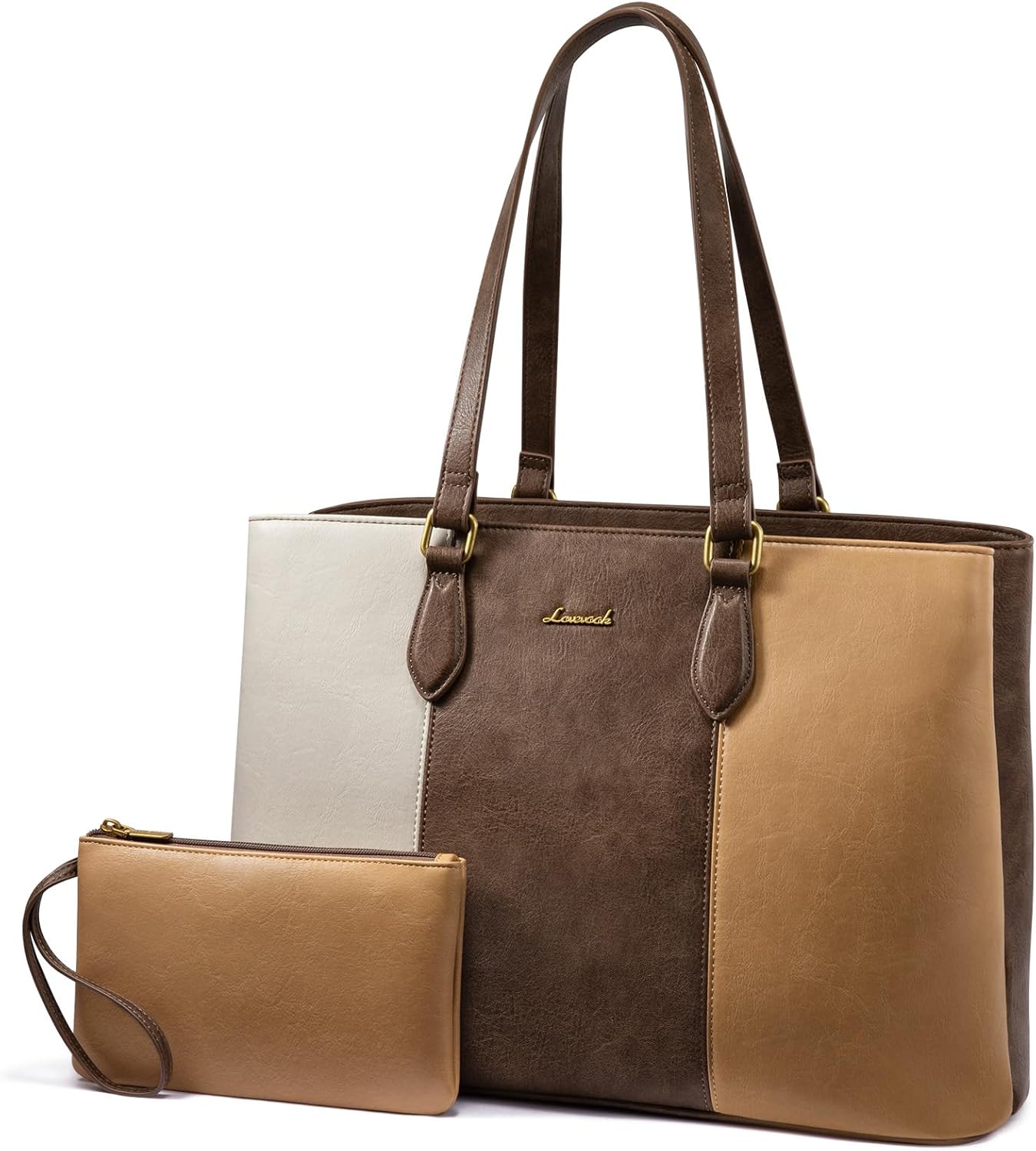 LOVEVOOK Laptop Tote Bag for Women,Work Tote with Wristlet,PU Leather Computer Bag for Teacher,Office, Daily