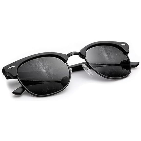 Sunglasses Men Polarized Sunglasses for Men Women Unisex Semi-Rimless Frame Retro Driving Sun Glasses UV Blocking