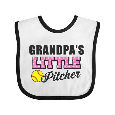

Inktastic Grandpas Little Pitcher Softball Girls Baby Bib
