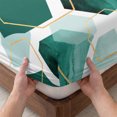 thumbnail image 3 of Twin Sze Fitted Sheet Set - Turquoise Marble 2 Piece Bedding Sets 16" Deep Pocket Fitted Sheet with 1 Pillowcase, Gold White Geometric Hexagon Modern Brushed Microfiber Hotel Luxury Bed Sheets, 3 of 9