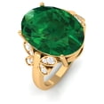 thumbnail image 4 of Rosec Jewels Oval Cut Created Emerald Solitaire Ring with Diamond for Women (10X14 mm), 10K Yellow Gold, US 9.00, 4 of 9
