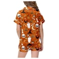 thumbnail image 5 of BOOMNY Halloween Girls 2 Peice Pajamas Sets Hallowmas Pumpkin Ghost Graphic Short Sleeve Buttons Sleepwear Tops Shorts Pjs Set for Kids Cozy Loungewear Homewear, 5 of 6