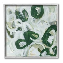 Stupell Industries Green Hued Shapes Abstract Painting Gray Framed Art Print Wall Art, 24 x 24