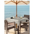 thumbnail image 3 of Outdoor Tablecloth with Umbrella Hole for Patio/Picnic/Party/Camping, Grey Striped Waterproof Table Cloth Square Cover Washable, Black Geometric Vintage Stripes Ombre (60"x 60"), 3 of 8