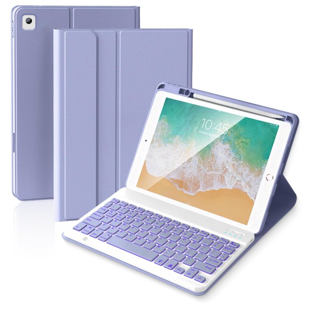 Funda con Teclado ABEIFAN para iPad 9.7" 6ta/5ta Generación Morada