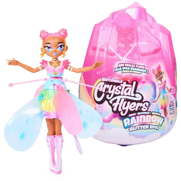 Hatchimals Crystal Flyers Juguete Volador Idol con Purpurina de Arcoíris y Luces