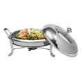 thumbnail image 4 of 26cm Stainless Steel Chafing Dish Round Buffet Food Warmer Tray Silver w/Holder, 4 of 23