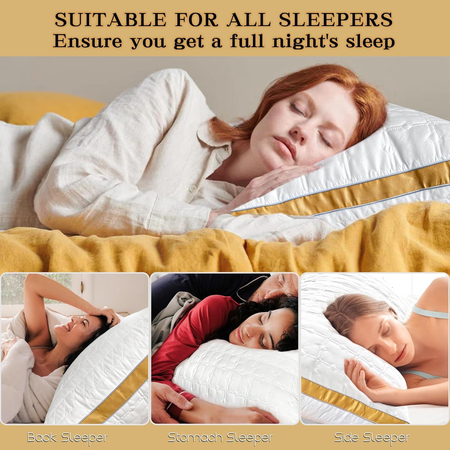 Pillows Standard Size Set of 2, Hotel Quality Gusseted Bed Pillows for Side, Back, Stomach Sleepers, Soft Supportive Gusseted Standard Pillows for Sleeping, Down Alternative Filling