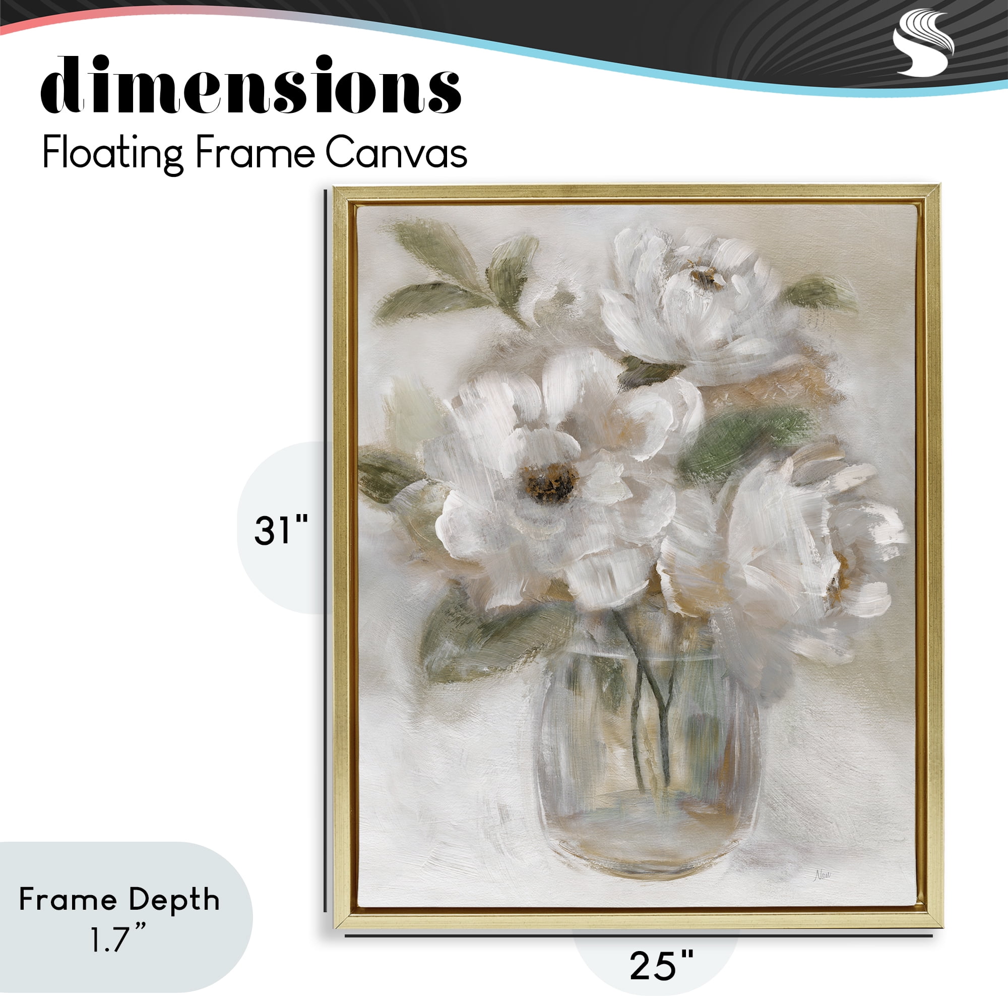 Stupell Industries Brushed Neutrals Bouquet Gold Framed Floater Canvas Wall Art, design by Nan