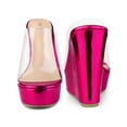 thumbnail image 5 of BLISSFUL STEP Platform Clear Strap Wedge Heel Slide Sandals for Women Hot Pink 6.5, 5 of 6
