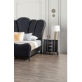 thumbnail image 6 of Black Solidwood Queen Size Bed 2x Nightstands Padded Headboard Turned Legs Crystal-like Acrylic Handles Bedroom Furniture, 6 of 10