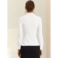 thumbnail image 3 of Blusa de trabajo informal de manga larga con cuello de corbata de terciopelo retro para mujer Allegra K Blanco XL, 3 of 6