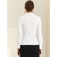 thumbnail image 3 of Blusa de trabajo informal de manga larga con cuello de corbata de terciopelo retro para mujer Allegra K Blanco XL, 3 of 6