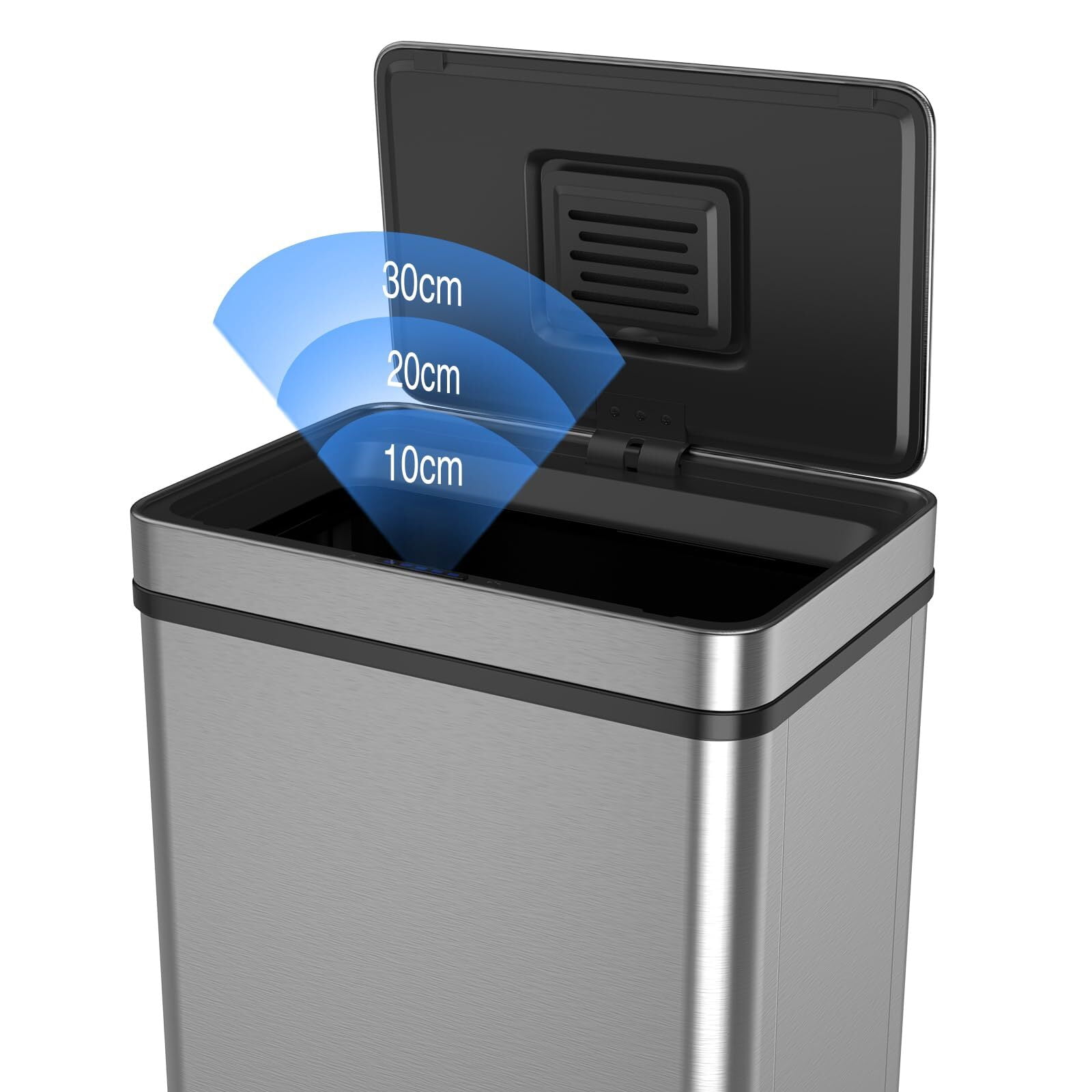 18.5 Gallon(70 L) Kitchen Trash Can with Odor Filter, Holaki Stainless Steel Oval Automatic Trash Can, Touchless Rectangular Motion Sensor, Removable Inner Bucket, Silver