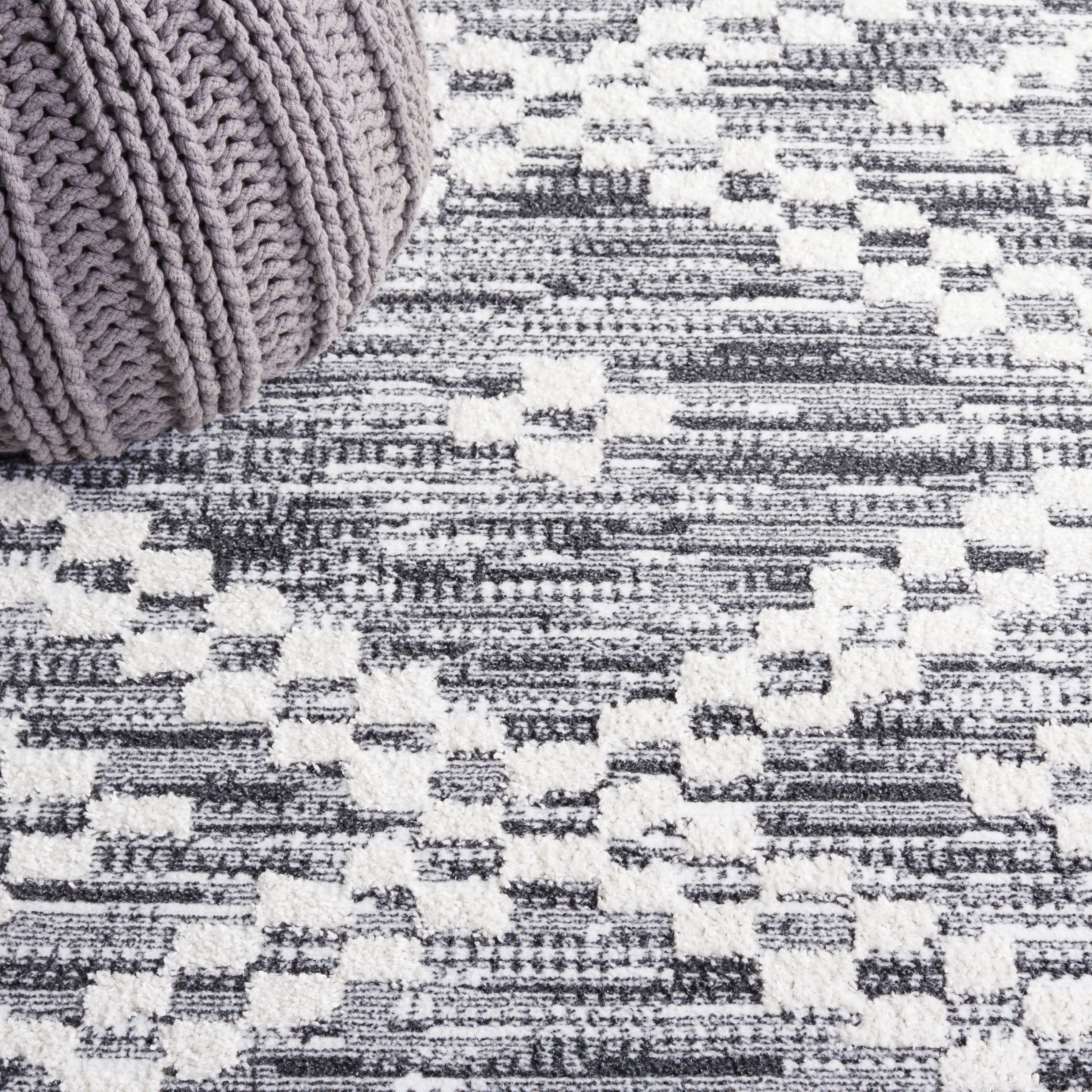 SAFAVIEH Alamo Burton Geometric Area Rug, Charcoal/Ivory, 8' x 10'
