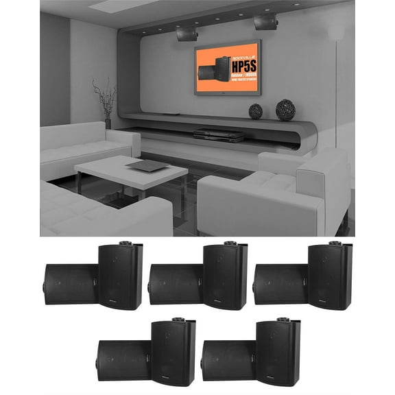 (10) Rockville HP5S-8 Black 5.25" Outdoor/Indoor Home Theater Swivel Speakers