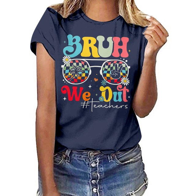 UANWENN T-Shirt à Manches Courtes pour Femmes à Col Rond avec Imprimé de Lettres Haut Décontracté pour l'Été Mode Décontractée Hauts pour Femmes Manches Courtes Manches Longues Superposition T Uni Hauts d'Entraînement Femmes Vêtements de Course pour Femmes Miss