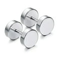 thumbnail image 2 of K-KED 1/5Pair Black Flat Round Barbell Plug Earrings Stainless Steel Dumbbell Ear Stud-14mm-Black-5pairs, 2 of 6